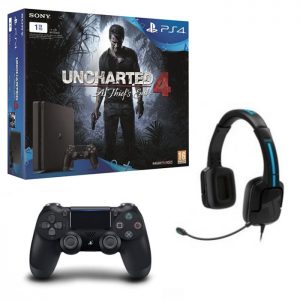 PS4-Slim-1-To-Uncharted-4-2-manettes-Micro-Casque-Tritton-Kama