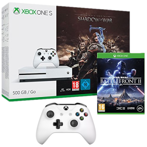 Xbox One S 500 Go + 2 manettes + L'ombre de la Guerre + Star Wars Battleffront 2