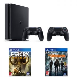 PS4-Slim-1-To-Noire-2-manettes-Farcry-Primal-The-Division