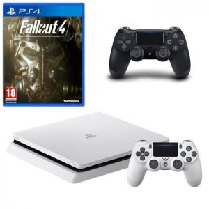 PS4-Slim-Blanche-2-manettes-Fallout-4