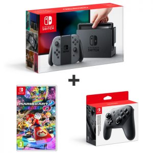 Nintendo-Switch-Grise-Mario-Kart-8-Deluxe-Manette-Pro-Switch