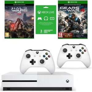 Xbox-One-S-2-manettes-Gears-of-War-4-halo-wars-2-abonnement-3-mois-Xbox-Live