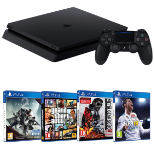 Pack PS4 Slim 1 To + 4 jeux gta 5 mgs5 destiny 2 fifa 18