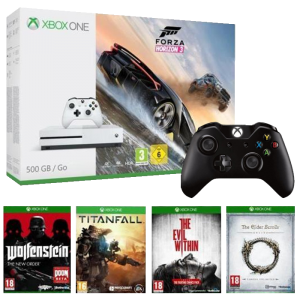 Pack Xbox One S 500 Go + 2 manettes + 5 jeux