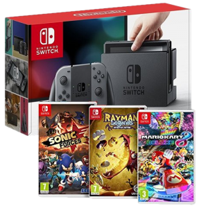 pack nintendo switch grise mario kart 8 sonic forces rayman legends
