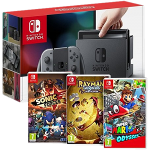 pack nintendo switch grise super mario odyssey sonic forces rayman legends