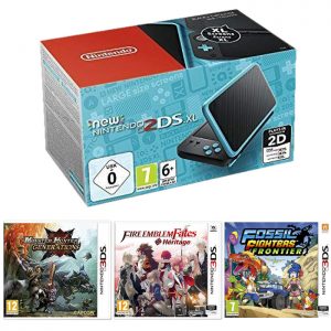 New Nintendo 2DS XL Noir Turquoise Monster Hunter Générations Fire Emblem Fates Heritage Fossil Fighters Frontier