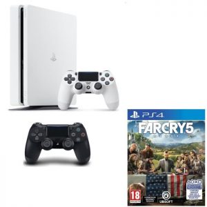 Pack PS4 Slim blanche 500Go + 2manettes + Far Cry 5
