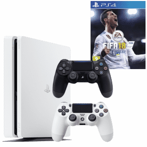 PACK PS4 SLIM BLANCHE 500 GO + 2 MANETTES + FIFA 18