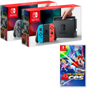 Nintendo Switch (Grise ou Néon) + Mario Tennis Aces