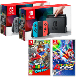 Nintendo-Switch-Grise-ou-Néon-Mario-Tennis-Aces odyssey