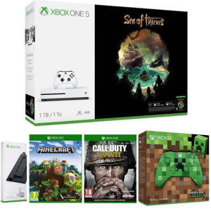 Xbox One S 1To - Sea of Thieves + Manette Minecraft Creeper + Support Vertical + Call of Duty - WWII + Minecraft
