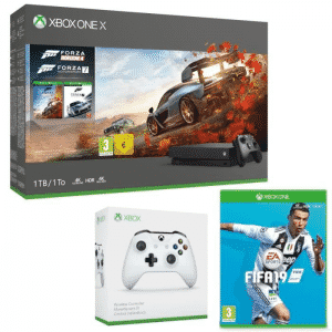 pack Xbox One X 2 Manettes + Forza Horizon 4 + Forza 7 + FIFA 19