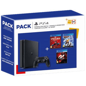 PS4 Slim 500 Go + 3 jeux (Spiderman + GT Sport + Ratchet & Clank)