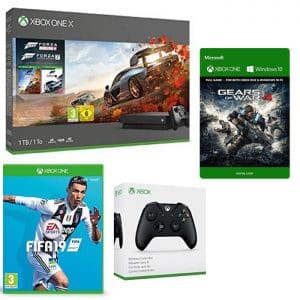 Xbox One X + 2 manettes + Forza Horizon 4 + Forza Motorsport 7 + Fifa 19 + Gear of War 4 (dématérialisé)