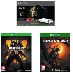 Xbox One X blanche Fallout 76 + COD Black Ops 4 + Shadow Of The Tomb Raider