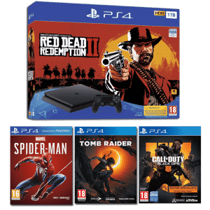 ps4 slim red dead redemption 2 cod black ops 4 spiderman shadow of tomb raider