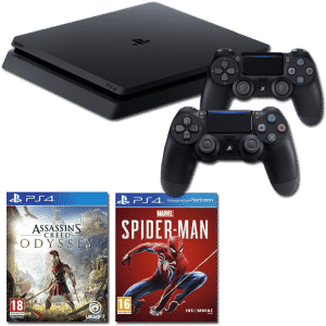 ps4 slim spiderman assassin's creed odyssey 2 manettes