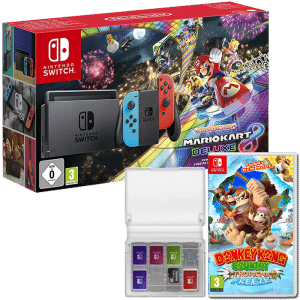 Pack Switch Mario Kart 8 Deluxe + boitier cartouches + dk country