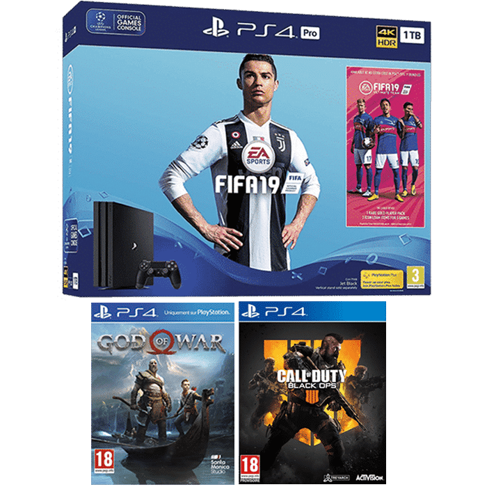 Pack Ps4 Pro Fifa 19 Cod Bo4 Gow à 399 €