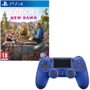 Far Cry New Dawn sur PS4 + Manette Dualshock V2 Bleue