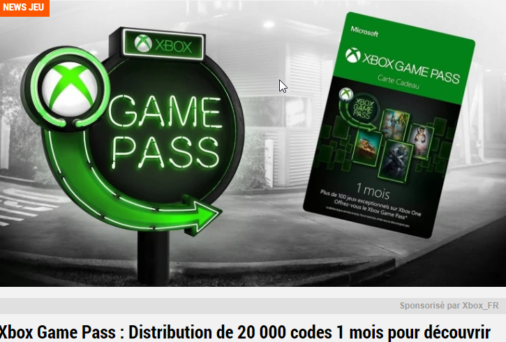 Game Pass 1 Mois Gratuit