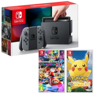 Pack Nintendo Switch Neon + Mario Kart 8 Deluxe + Pokemon Let's Go (Pikachu ou Evoli)