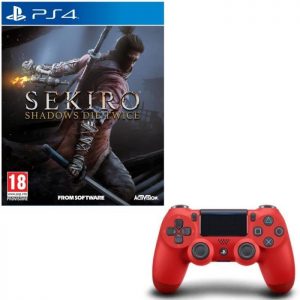 Manette PS4 Rouge officielle (V2) + Sekiro sur PS4