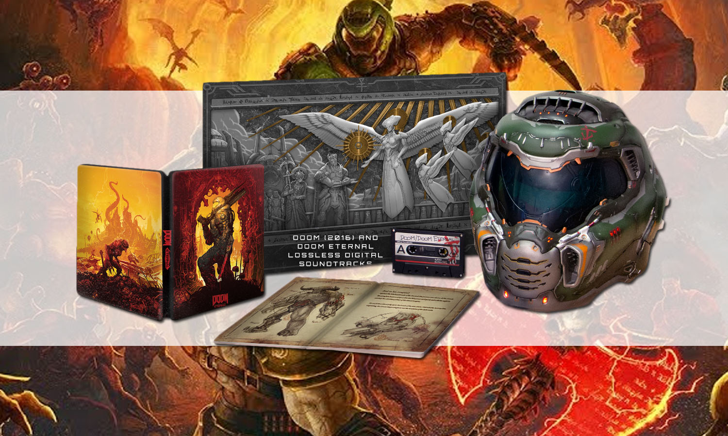 Doom collection. Doom Eternal коллекционка. Doom Eternal Collectors Edition ps4. Doom 2016 коллекционное издание. Коллекционка Doom 2016.