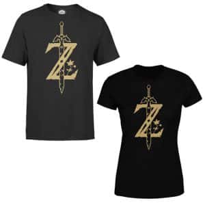 t shirt zelda noir logo or
