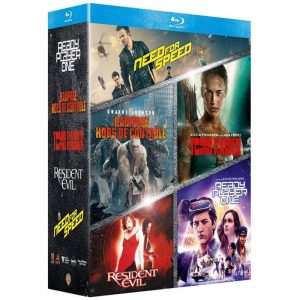 Coffret blu ray Films jeux video Rampage Hors de contrôle Tomb Raider Ready Player One Resident Evil Need for Speed