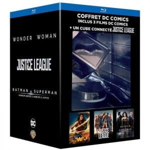 Coffret Blu Ray DC Comics 3 films cube connecte Justice League