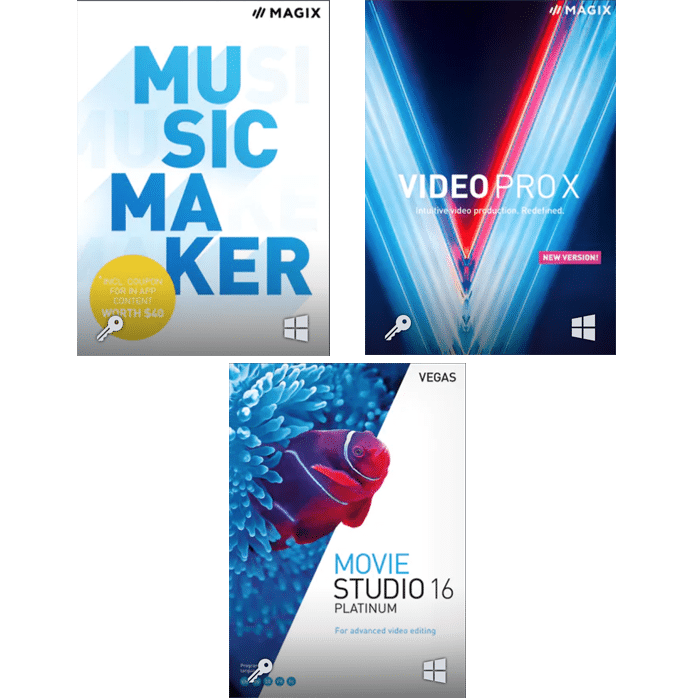 Pack de logiciels de musique et vidéo (Music Maker, Video pro x11