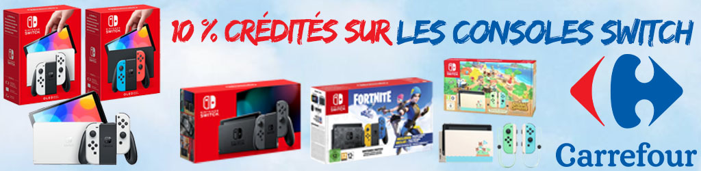 header 10 % offres consoles switch