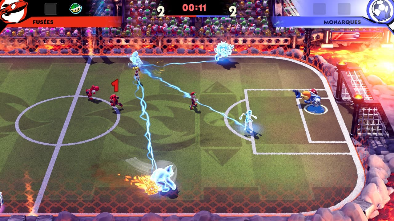 test mario strikers switch gameplay in game