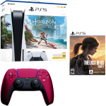 Pack Console Sony PS5 Standard + Horizon Forbidden West + The last of Us Part I + Manette DualSense Rouge visuel produit fnac