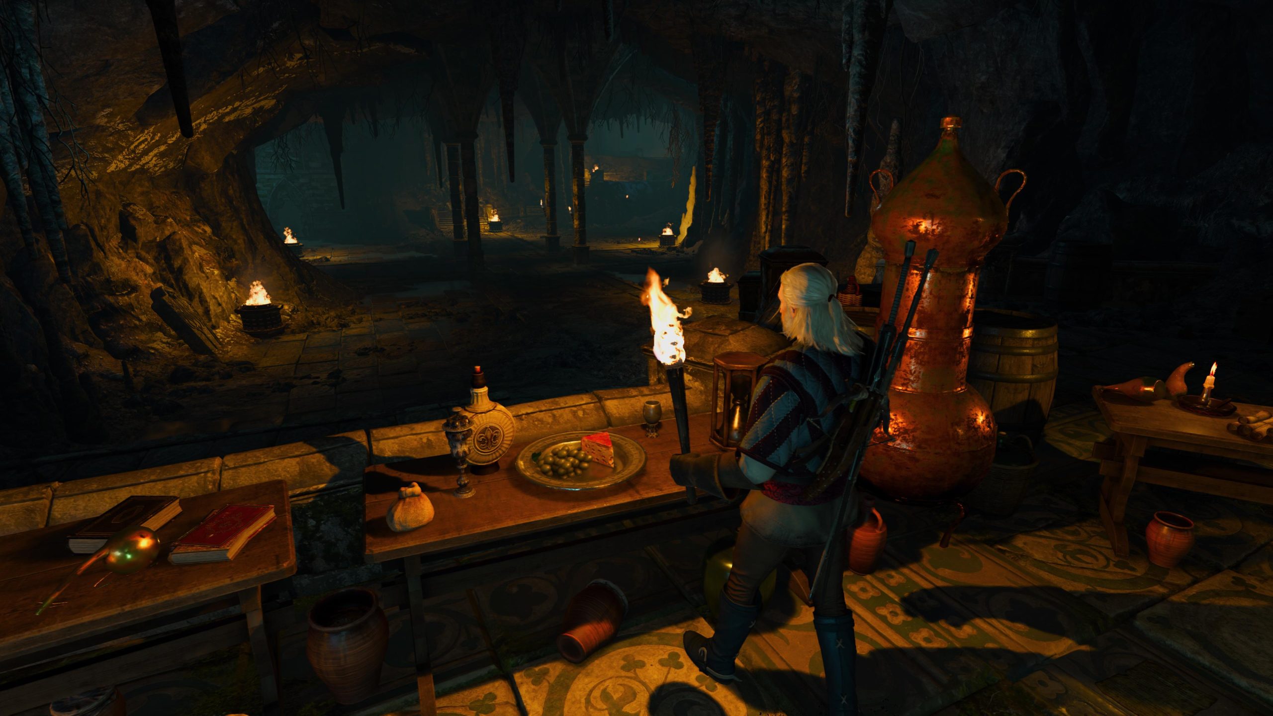 Effets de lumières réussis dans les grottes sur The Witcher 3 PS5