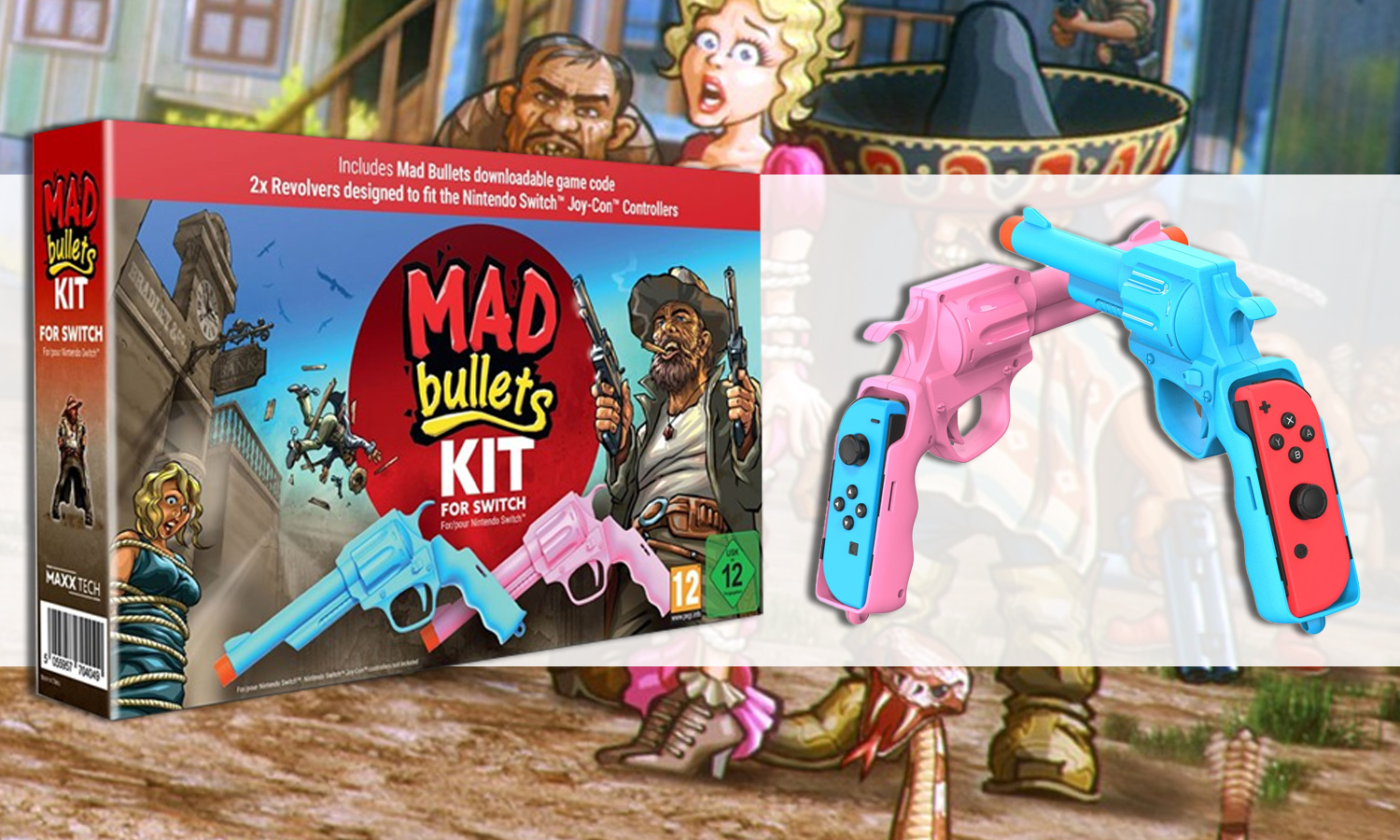 Jogos para Nintendo Switch Mad Bullets Bundle 2 Revólveres + Código em Uma  Caixa