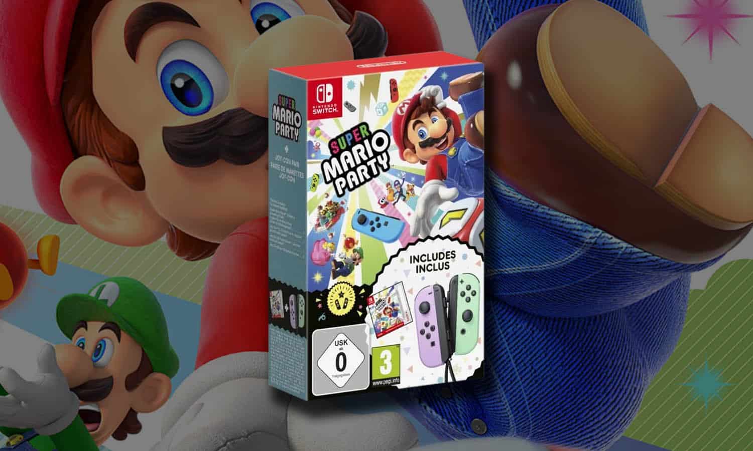 SLIDER Bundle Super Mario Party Joy Con Pastel vert violet visuel