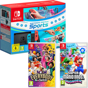 Pack Nintendo Switch Sport + Everybody 1-2 + Mario Wonder