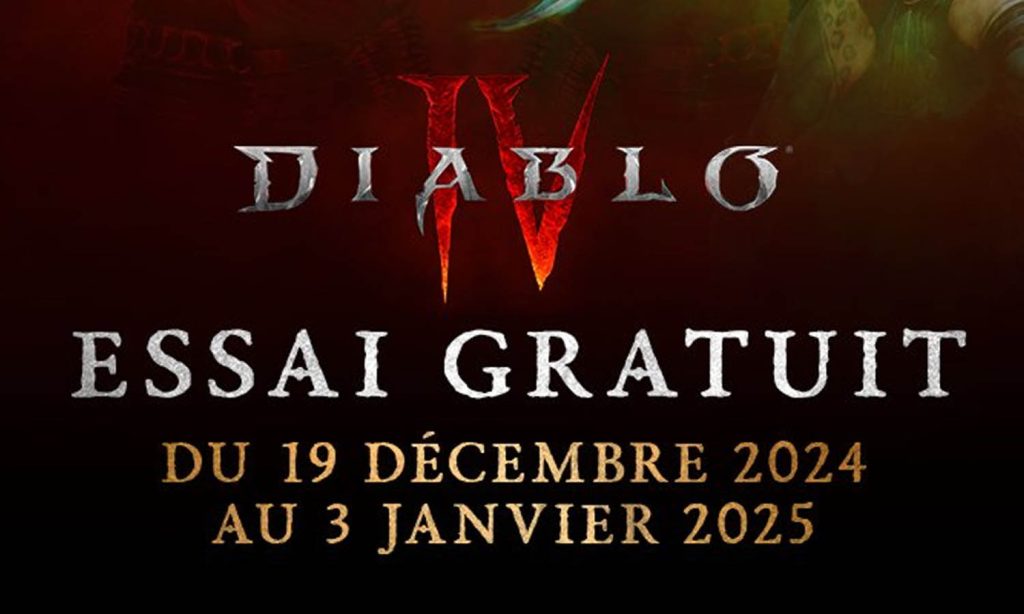 SLIDER Essai gratuit Diablo 4 jusqu'au 3 Janvier 2025