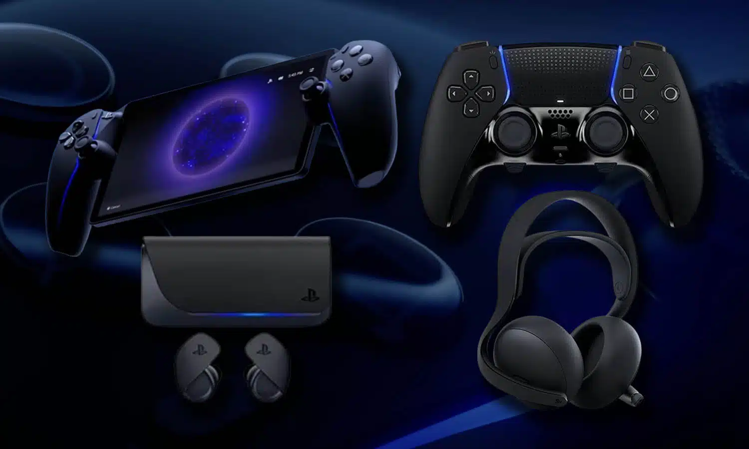 SLIDER nouvelle collection gamme périphérques midnight black ps5 sony playstation portal manette edge casque écouteurs pulse elite explore