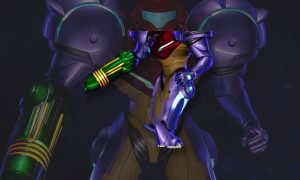 visuel slider figurine metroid samus gravity suit collector lignes allumées