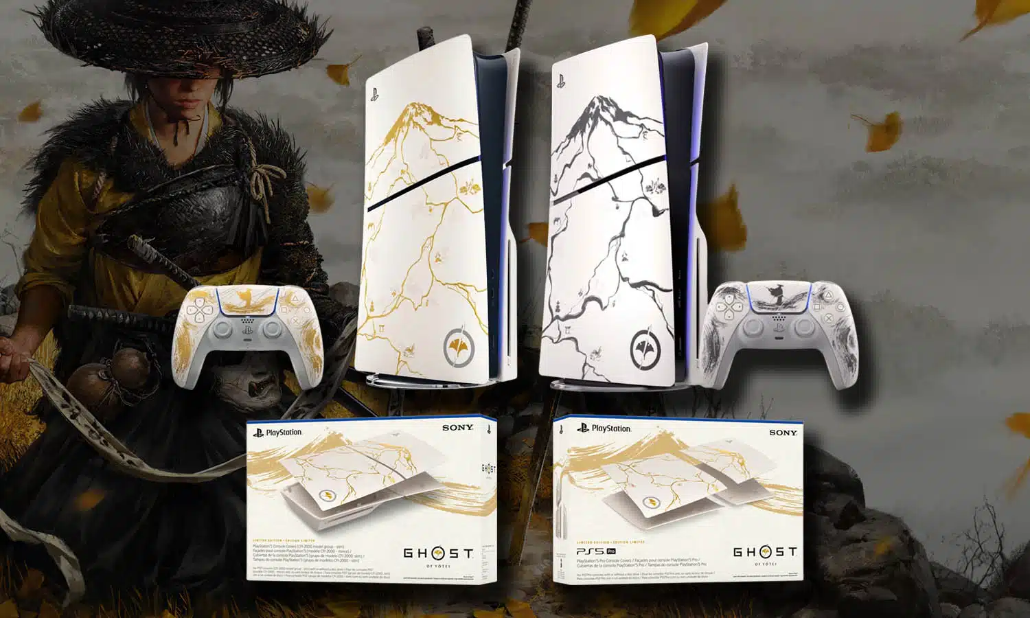 SLIDER ps5 manettes consoles façades ghost of yotei
