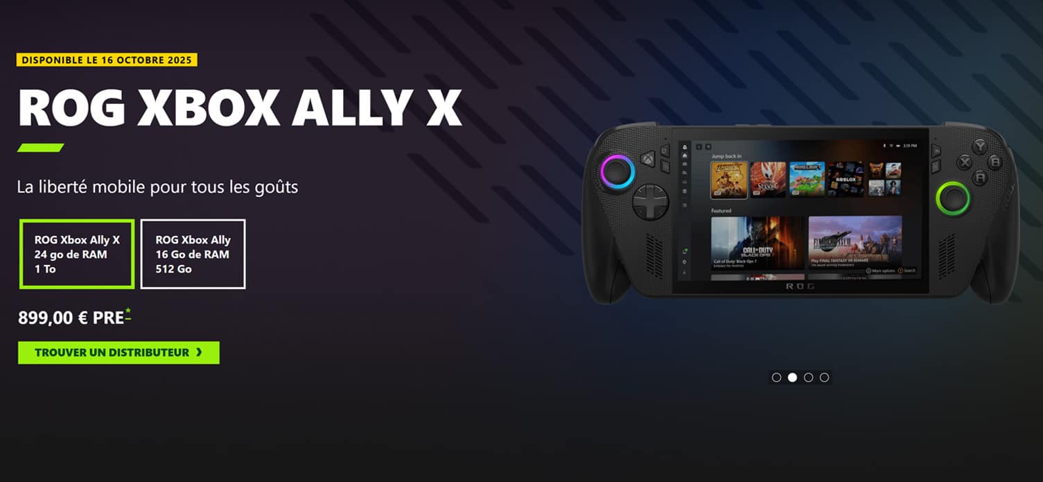 prix xbox rog ally x 1 screen