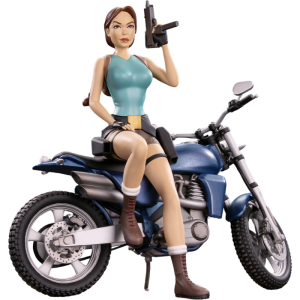 statue tomb raider lara croft motorbike visuel produit